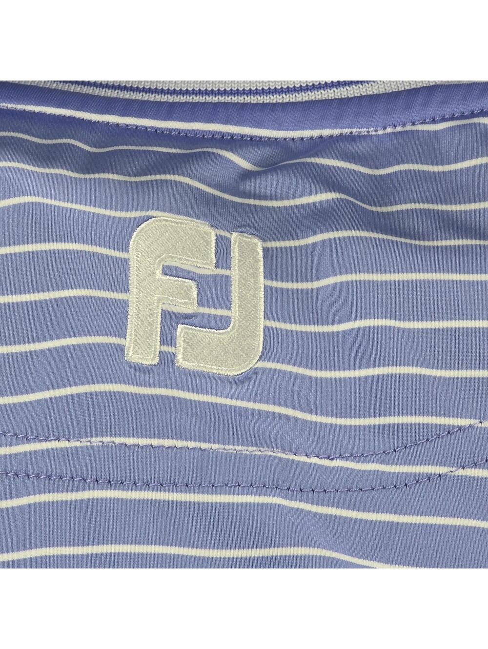FootJoy Men's Striped Lisle Golf Polo Shirt in purple/white Size XL. - Picture 7 of 9